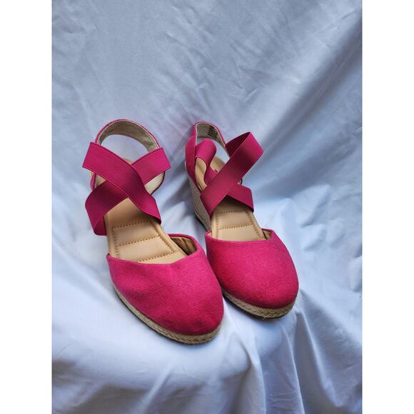 Me Too Hot Pink Brinley Espadrilles/Comfort Wedge Women's 10 - Picture 12 of 12